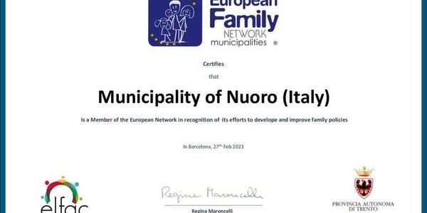 Immagine decorativa per il contenuto La città di Nuoro è entrata a far parte del Network Europeo dei comuni amici della famiglia