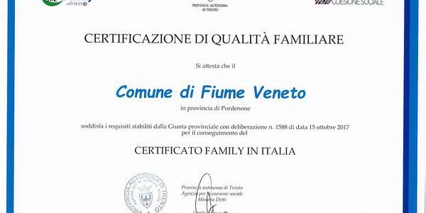 Immagine decorativa per il contenuto Fiume Veneto è ufficialmente “Comune Amico della Famiglia”