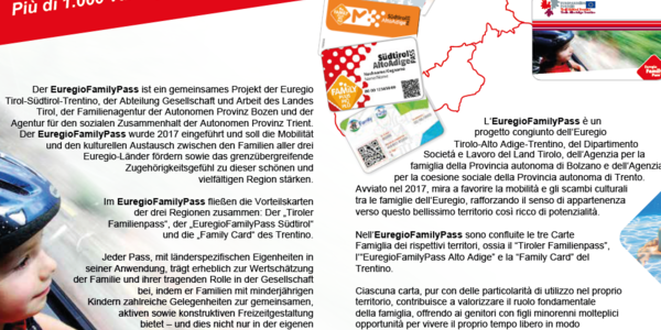 Immagine decorativa per il contenuto E' online la nuova brochure dell'EuregioFamilyPass