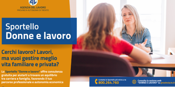 Immagine decorativa per il contenuto Lo Sportello “Donne e lavoro” della Provincia autonoma di Trento